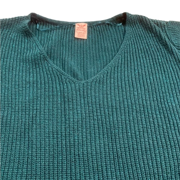 Faded Glory | Oversized Knit Sweater Shimmer Thread 2X Sizes 18W-20W Teal - Picture 4 of 7